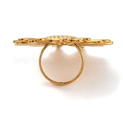 Ion Plating(IP) 304 Stainless Steel Flower Open Cuff Rings&nbsp;RJEW-M047-11G