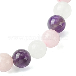 8mm Natural Rose Quartz & Quartz Crystal & Amethyst Round Beaded Stretch Bracelets&nbsp;BJEW-JB10738-02