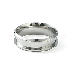201 Stainless Steel Grooved Finger Ring Settings&nbsp;STAS-TAC0001-10E-P
