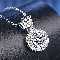 Anti-Tarnish Rhodium Plated 925 Sterling Silver Micro Pave Clear Cubic Zirconia Cable Chain Necklaces&nbsp;AJEW-U007-03P