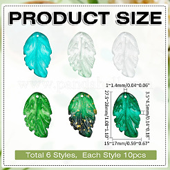 60Pcs 6 Styles Transparent Glass Pendants&nbsp;GLAA-ME0001-11