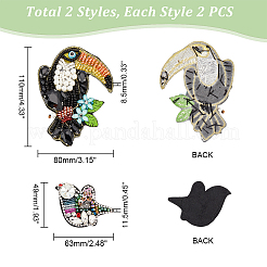 4Pcs 2 Style Bird Shape Handicraft Beading Appliques&nbsp;DIY-GA0005-52