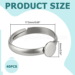 40Pcs 304 Stainless Steel Pad Ring Settings&nbsp;STAS-ME0003-24