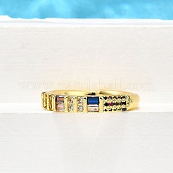 Adjustable Brass Micro Pave Cubic Zirconia Finger Rings for Women&nbsp;RJEW-H247-10G