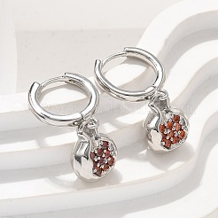 Brass Cubic Zirconia Hoop Earrings&nbsp;EJEW-Q015-02P-C