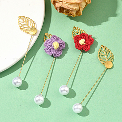 60Pcs 2 Styles Leaf Stainless Steel Round Tray Stick Lapel Pins&nbsp;JEWB-SC0001-75E