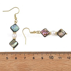 Abalone Shell/Paua Shell & Shell Pearl Bead Dangle Earrings&nbsp;EJEW-JE07322