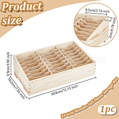 24-Grid Wooden Cell Phone Storage Box&nbsp;AJEW-WH0567-35B