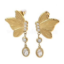 304 Stainless Steel & Clear Cubic Zirconia Dangle Stud Earrings&nbsp;EJEW-G468-01G