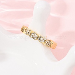 Brass Micro Pave Cubic Zirconia Cuff Open Rings&nbsp;RJEW-F204-02G