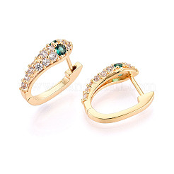 Brass Micro Pave Cubic Zirconia Snake Hoop Earrings&nbsp;EJEW-T048-32G