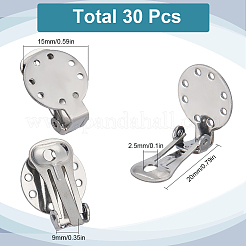 30Pcs 304 Stainless Steel Clip-on Earring Setting&nbsp;STAS-SC0008-38