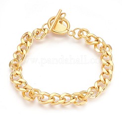 Ion Plating(IP) 304 Stainless Steel Curb Chain Bracelets&nbsp;BJEW-P237-04G
