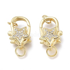 Brass Micro Pave Clear Cubic Zirconia Lobster Claw Clasps&nbsp;ZIRC-Q024-16G