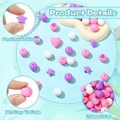 45Pcs 6 Styles Food Grade Eco-Friendly Silicone Beads&nbsp;SIL-YW0001-57