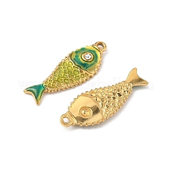 304 Stainless Steel Rhinestone Fish Pendants&nbsp;STAS-U057-02B-G