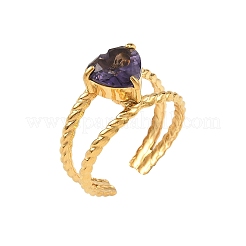 304 Stainless Steel & Cubic Zirconia Cuff Open Rings for Women&nbsp;RJEW-G376-01G-02