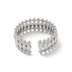 Rack Plating Brass Hollow Rhombus Cuff Rings for Men Women&nbsp;RJEW-C050-13P