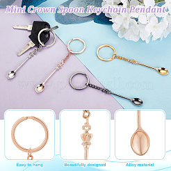 12Pcs 4 Colors Alloy Mini Crown Spoon Pendant Keychain&nbsp;KEYC-HY0001-15