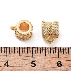 Brass Micro Pave Clear Cubic Zirconia Tube Bails&nbsp;KK-S394-06A