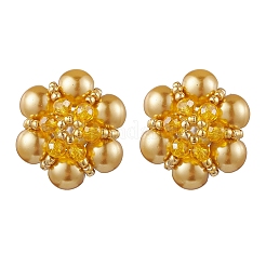 Glass Seed Beads Flower Stud Earrings&nbsp;EJEW-MZ00349-03