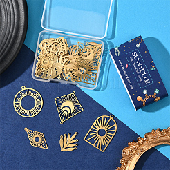20Pcs 10 Styles Brass Filigree Joiners Links & Pendants&nbsp;KK-SC0006-82