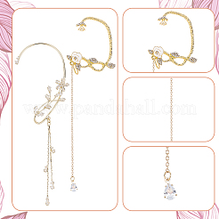 4Pcs 4 Style Crystal Rhinestone Flower Cuff Earrings with Enamel&nbsp;EJEW-AN0001-61