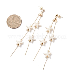 Starfish Synthetic Turquoise Dangle Stud Earrings&nbsp;EJEW-TA00763