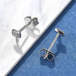 Key 925 Sterling Silver Micro Pave Clear Cubic Zirconia Stud Earrings for Women&nbsp;EJEW-K307-03B-P