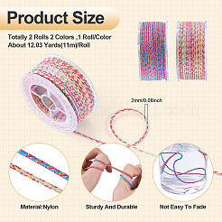2 Rolls 2 Colors 11M Braided Nylon Chinese Knot Cord&nbsp;WCOR-TA0001-02A