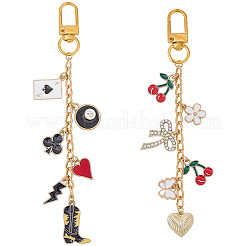2Pcs 2 Styles Alloy Enamel Pendant Decorations&nbsp;HJEW-BM0001-46B