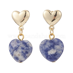 5 Pairs 5 Style Natural & Synthetic Mixed Gemstone Heart Dangle Stud Earrings&nbsp;EJEW-JE05084