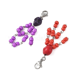 Skeleton Synthetic Turquoise & Glass Seed Beads Pendant Decorations&nbsp;HJEW-TA00489