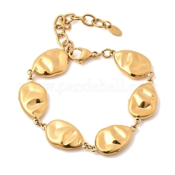Textured 316L Surgical Stainless Steel Link Chain Bracelets for Women&nbsp;BJEW-D454-03G