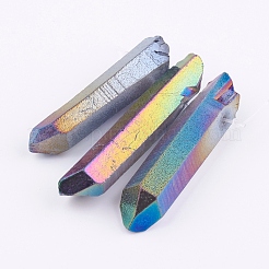Electroplated Natural Quartz Crystal Graduated Beads Strands&nbsp;G-P315-A02