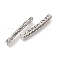 Brass Micro Pave Clear Cubic Zirconia 10-Hole Curved Rectangle Spacer Bars&nbsp;KK-C255-42P