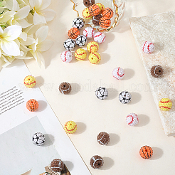 40Pcs 5 Styles Sport Theme Opaque Acrylic Resin Beads&nbsp;MACR-PA0001-05