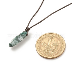 Natural Indian Nugget Pendant Necklace with Cowhide Leather Cord&nbsp;NJEW-JN03882-03
