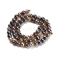 Electroplated Natural Agate Round Beads Strands&nbsp;G-L598-A01-01B