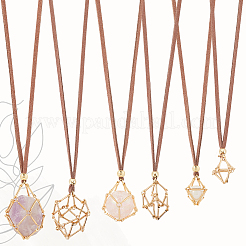 6Pcs 3 Styles Crystal Holder Cage Necklace&nbsp;MAK-SC0001-41G
