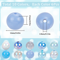 60Pcs 10 Colors Transparent & Opaque Acrylic Beads&nbsp;MACR-SC0001-76C