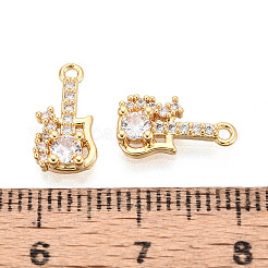 Brass Micro Pave Clear Cubic Zirconia Pendants&nbsp;KK-T077-49G