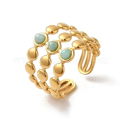 6Pcs 6 Style Leaf & Sun & Teardrop 304 Stainless Steel Open Cuff Rings Set&nbsp;RJEW-P092-06G-M