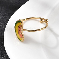 Adjustable 304 Stainless Steel Enamel Cuff Rings for Women&nbsp;LS-RJEW-B152-01G-01