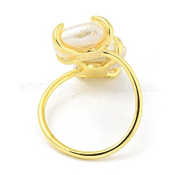Natural Pearl Rhombus Open Cuff Ring&nbsp;RJEW-H220-11G