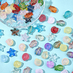 120Pcs 3 Styles Baking Paint and Golden Metal Enlaced Glass Beads&nbsp;DGLA-SC0001-08