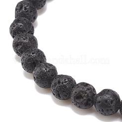 Gemstone & Natural Lava Rock Round Beaded Stretch Bracelet&nbsp;BJEW-JB08468