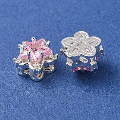 Brass Micro Pave Pink Cubic Zirconia Beads&nbsp;CU-CBAEC99-34S-01