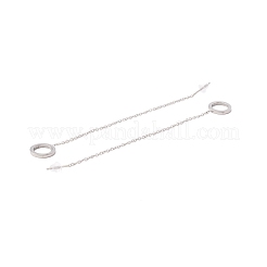 Tarnish Resistant Long Chain with Open Ring Dangle Stud Earrings&nbsp;EJEW-A067-10P