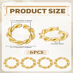 6Pcs Brass Twisted Open Jump Rings&nbsp;KK-LP0004-38